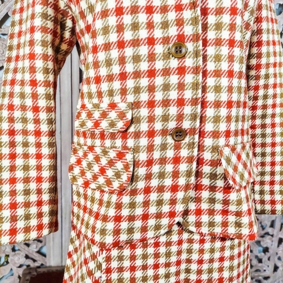 Vintage 1960s Plaid Two Piece Skirt Suit | Tartan Academia Co-ord Matching Set - Picture 6 of 7
